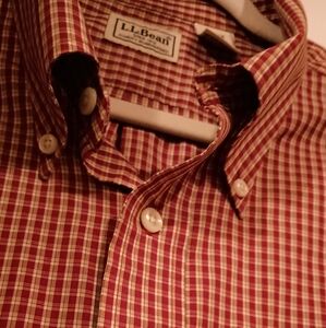L.L.Bean Mens Cotton Plaid Outdoor  Cowboy Western Rodeo Cabin Button Down Shirt
